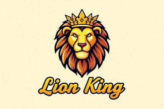 design lion king crown head mascot logo 1 day