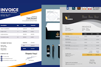 do editable invoice template letterhead,stationary design modern business qrcode