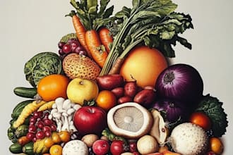 paint amazing fruits, vegetables, mushrooms or plants