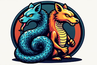design snake vs mongoose mascot logo for your brand or team