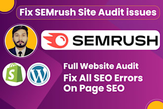 do semrush SEO audit report, and fix all website audit warnings and errors