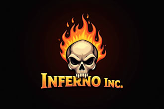 do fire skull head mascot logo design
