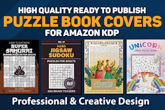 make amazon KDP puzzle book covers for sudoku, word search, mazes, and more