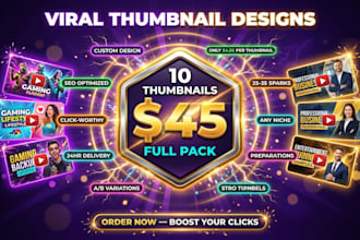 design catchy youtube thumbnail pack and enhance it with ai