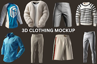do realistic 3d clothing mockup, 3d fashion that showcases your design style
