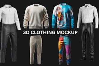 do high quality 3d garment, fashion, 3d mockup, 3d clothing mockup, 3d animation