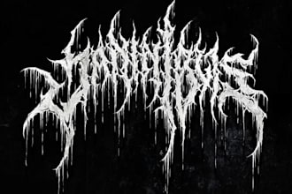draw metal, brutal, death metal logo for your band, brand