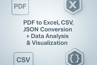 pdf to excel, CSV, json then data analyses or visualization