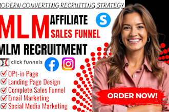 build mlm affiliate recruitment funnel, mlm promotion sales funnel,mlm marketing