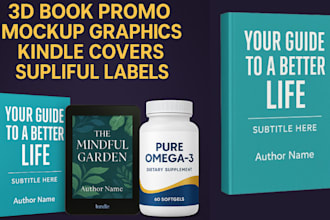 design 3d book promo mockup graphics kindle book cover supliful labelling design