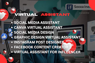 social media canva graphic designer carousel, ig reel personal virtual assistant