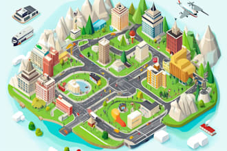 draw a unique vector map or isometric map