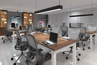 renew 3d co working design, commercial space, private office, virtual 8k renders