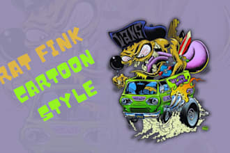 design crazy monster cartoon style rat fink illustration for tshirt