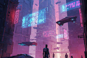 paint cyberpunk scifi futuristic city, never ai use