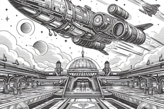 make a spaceship illustration,sci fi and sci fi art