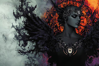 make detailed dark art illustration with engraving style