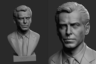 sculpt detailed 3d head, face bust, helmet, full body model for printing