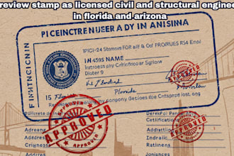 review stamp as licensed civil and structural engineer in florida and arizona