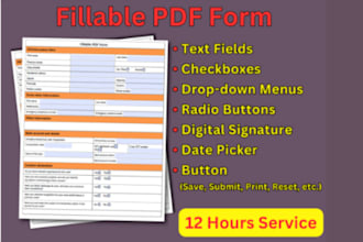 create a fillable PDF form, design PDF fillable forms  in hours