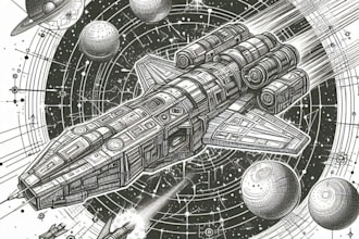 illustrate sci fi art and spaceship illustration concept art