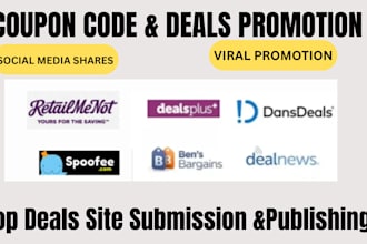 do coupon marketing, deals promotion, coupon code submission 0n 100 coupon sites