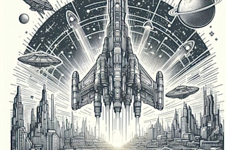create a spaceship illustration and science fiction art
