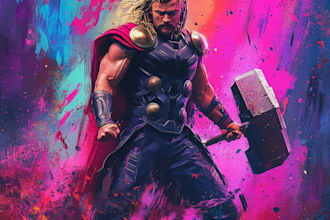 drawing custom superhero character in action