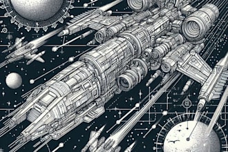 create a spaceship illustration and science fiction art