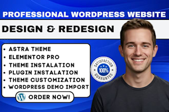 build business website using elementor pro and astra theme on wordpress