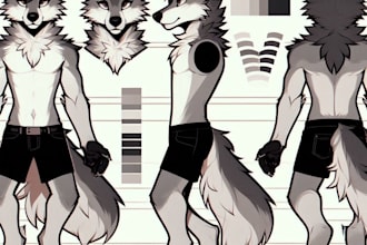 draw furry ref sheet character fursona vtuber model oc anthro feral avatar anime