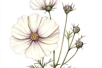 draw line art illustration botanical and flower beautifully
