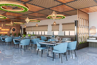 renovate 3d cafe restaurant, bar,shopping mall, jewelry shop,cgi interior render