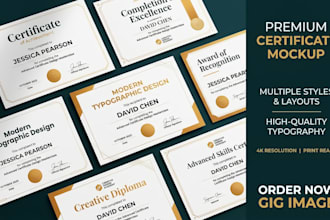 design a professional certificate for achievement, award or course completion