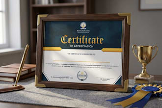 design a professional certificate for achievement, award or course completion