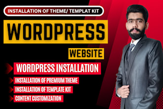 install themes and envato template kit on wordpress website