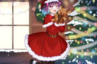 draw amazing kawaii anime illustration or art, vtuber fanarts