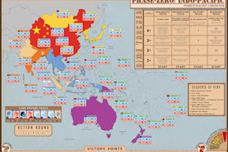design a tabletop game board or map, cards, tokens, etc
