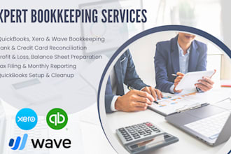 provide expert bookkeeping for quickbooks, xero, wave, reporting, and tax filing