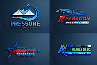 do pressure washing, power washing and home cleaning logo with express delivery