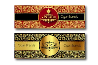 do modern vintage cigar logo, bands, label, and cigar box design