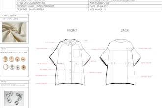 create fashion tech pack of clothing design