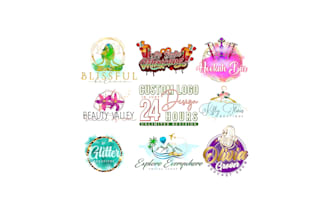design beautiful hand drawn water color feminine logo