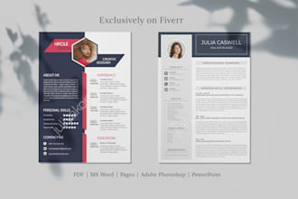 design a professional resume or CV template