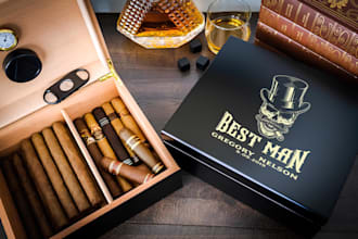 do luxury cigar label, cigar band, cigar box, and cigar logo design