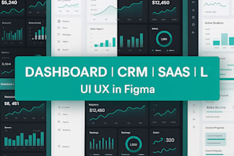 design clean dashboard, CRM, admin panel, lms UI in figma