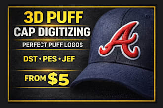 do 3d puff cap embroidery digitizing for hats