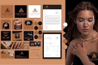 design logo and complete brand identity with a full branding kit