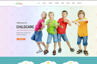 design kindergarten website daycare preschool childcare website