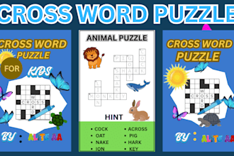 do custom activities book, word search, puzzles, and book cover design for KDP